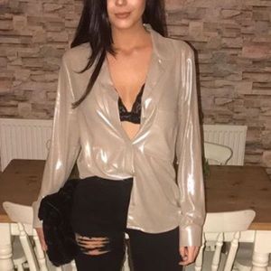 Topshop Metallic Blouse